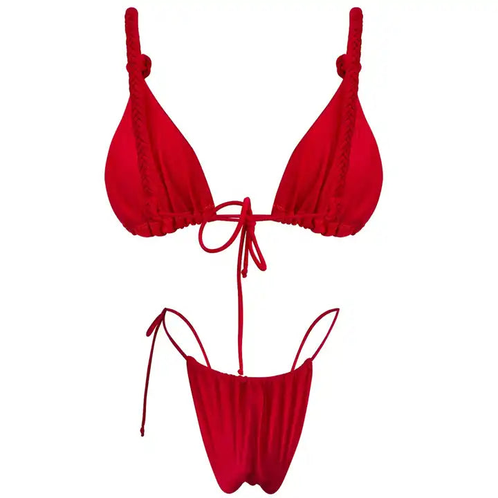 Back view of Flame Fatale Bikini Top with White background